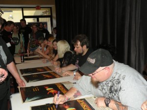 28724_389507994454_838654454_3789793_418462_n-300x225 Sweatshop Cast and Crew sign free posters at TFW